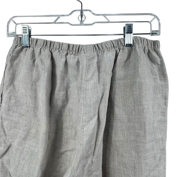 J Jill Elastic Waist Tan 100% Linen Pants Size SP Small Petite Wide Leg - Picture 2 of 11